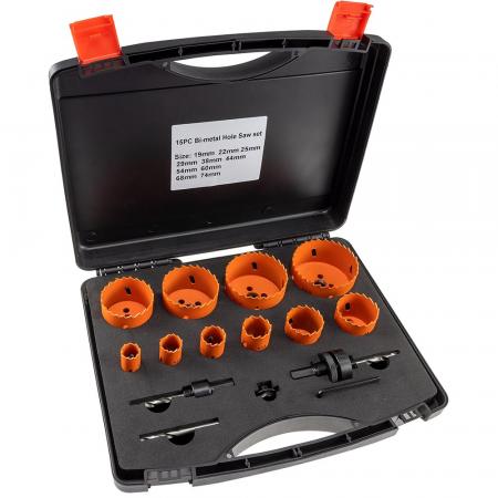 ChiliTec Lochsägen Set "Profi" 15-teilig 19-74mm, inkl. Transportkoffer